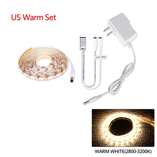US Warm Set Ручная развертка волна Сенсор Светодиодные ленты светильник 12V светодиодные ленты диод лента Водонепроницаемый движения Сенсор ночной Светильник s Шкаф Кухня светильник - Испускаемый цвет: US Warm Set