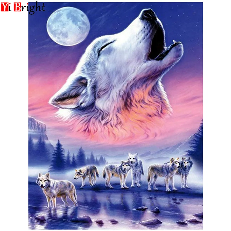 Алмазная картина New Wolf Family DIY 3D алмазная вышивка лунный свет река снежный волок