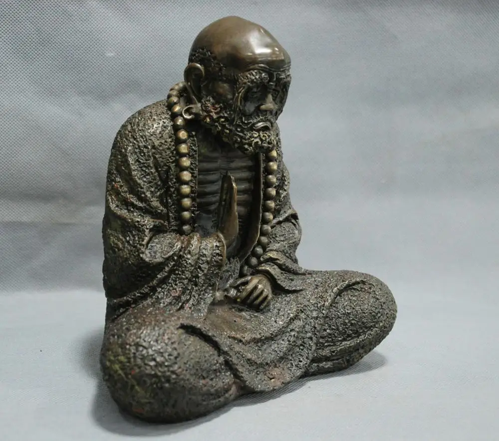 8'' China Bronze Dharma Gure Monk Bodhidharma Buddha Statue Meditation | Дом и сад