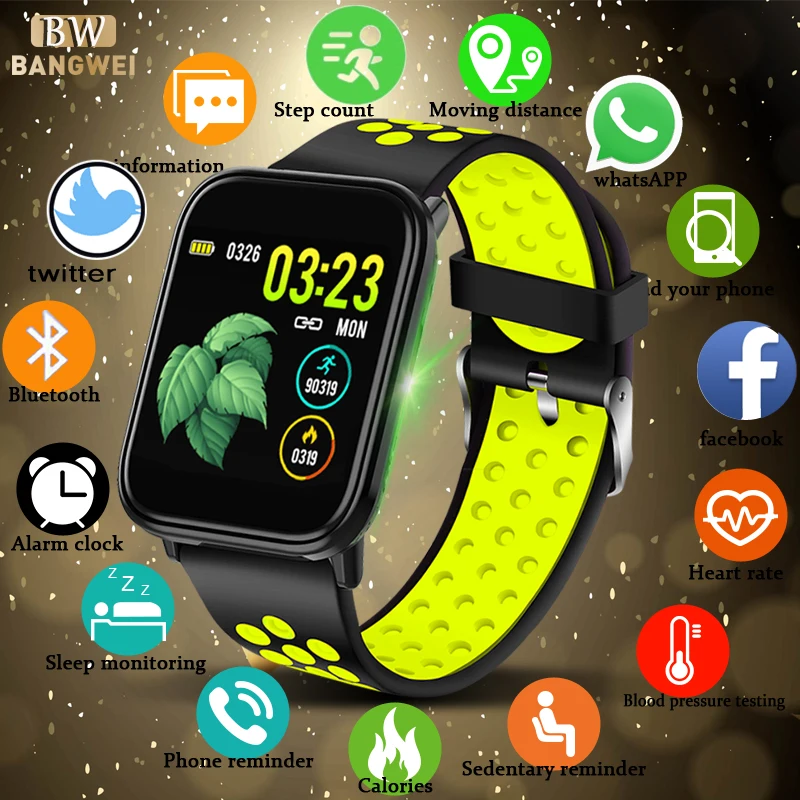 LIGE Smart Sport Bracelet IP67 Waterproof Fitness Watch Blood Pressure heart rate Monitor HD full Touch Screen For Android ios |
