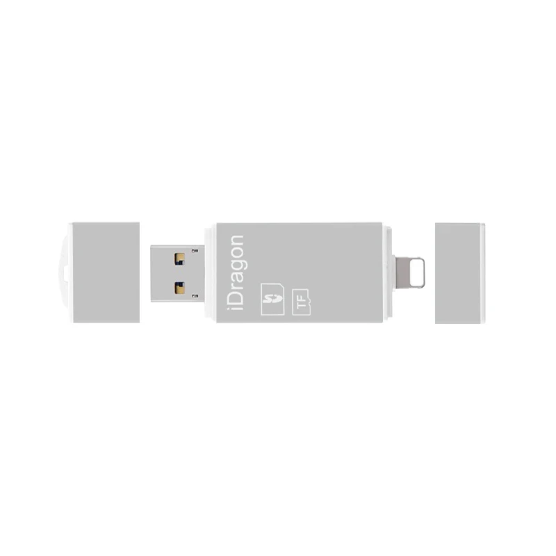 Grey UTHAI R004 мульти кард-ридер 3в1 Lightning/Micro USB/USB2.0 TF/SD карта адаптер для iPhone 7 8 11 X XR - Цвет: Grey