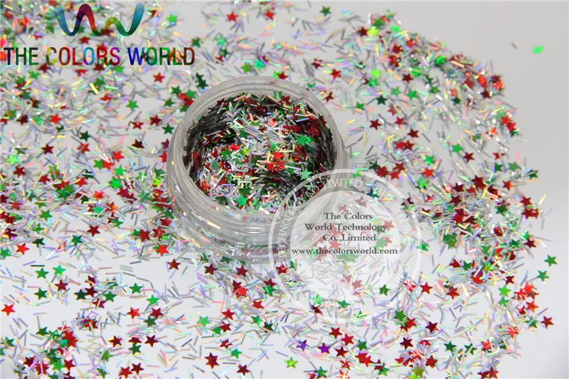 Xmas-11 Смесь блестящих голографических цветов и форм блесток для наращивания ногтей или декора DIY 1упак. = 50г.