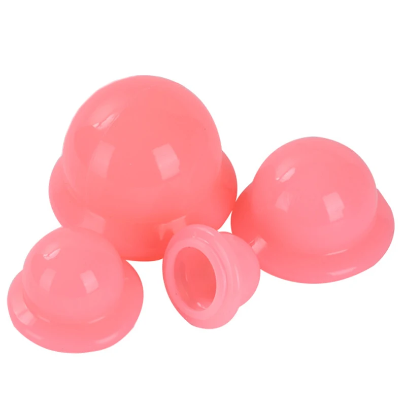 

Pink Vacuum Cupping Cans Chinese Physical Therapy Cupping Removing Dampness Promoting Blood Circulation 4pcs Cans Anti Cellulite