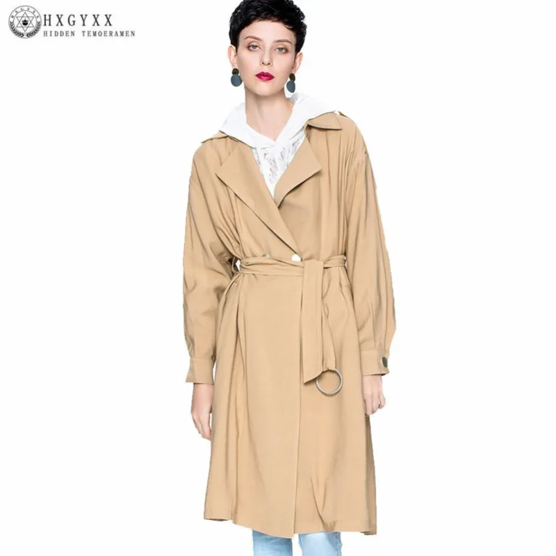 2019 new Korean Fashion Clothing New Khaki Trench Coat For Women Windbreaker Autumn Winter Clothes Slim Elegant Overcoat J048 | Женская