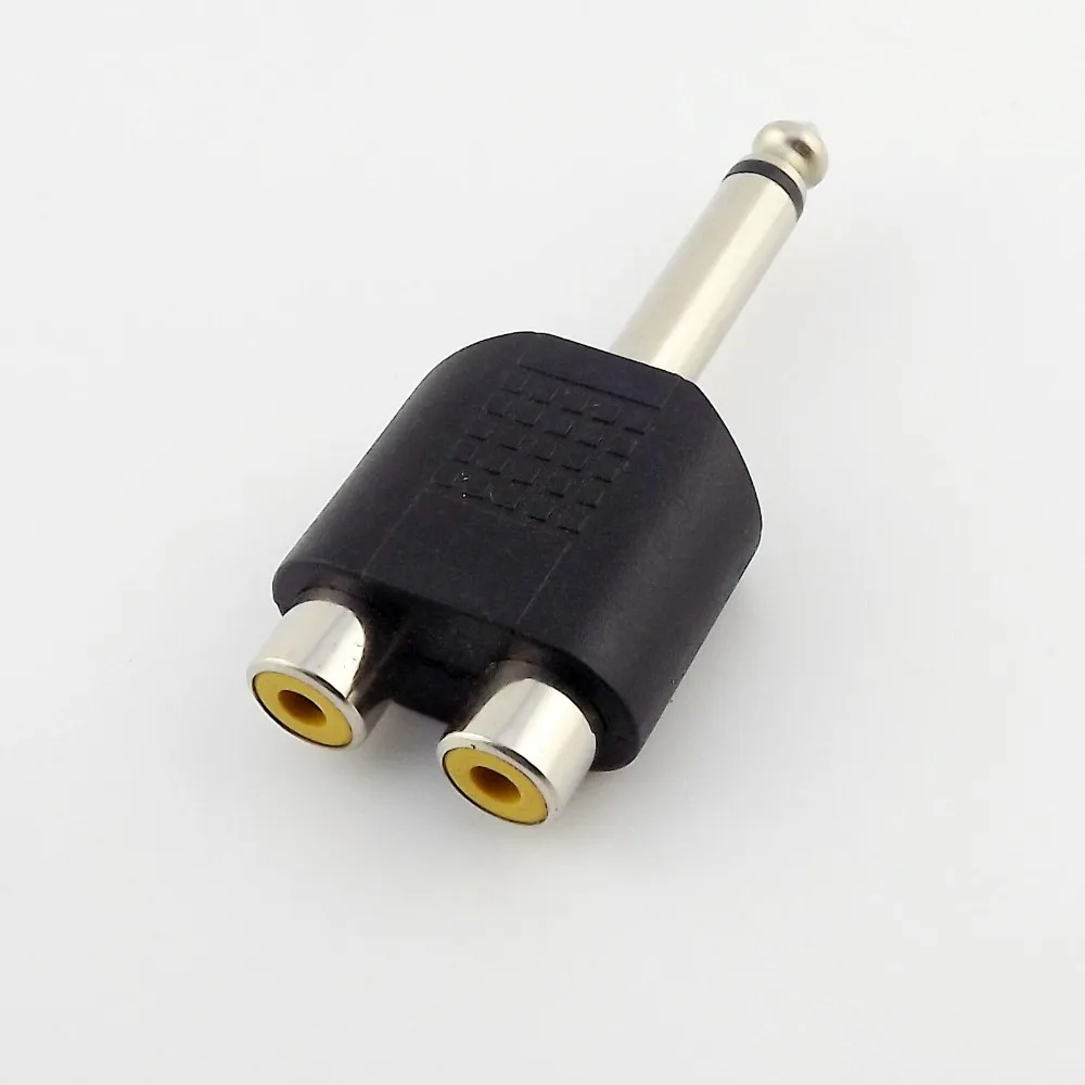 

3 шт. 6,35 мм 1/4 "моно штекер 2 Двойной RCA Женский Y сплиттер аудио адаптер конвертер
