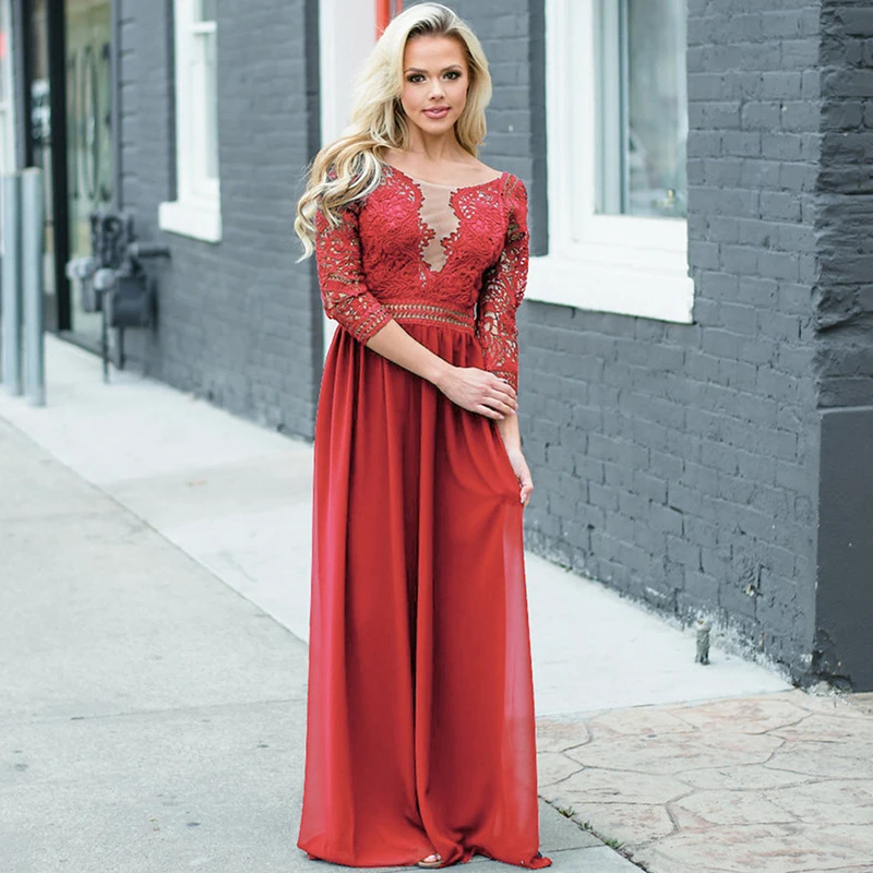 Новинка лета 2019 модное сексуальное женское платье с длинным рукавом Макси-платья