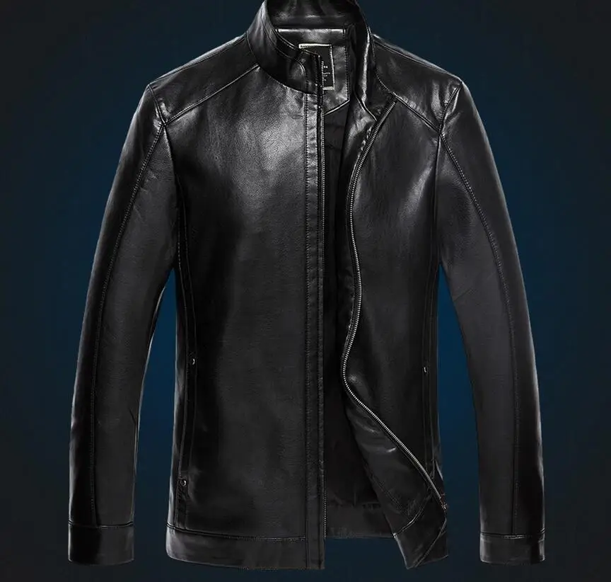 

M--4XL HOT / Winter Men New Leisure Fashion Big yards thin leather of cultivate one's morality Jacket