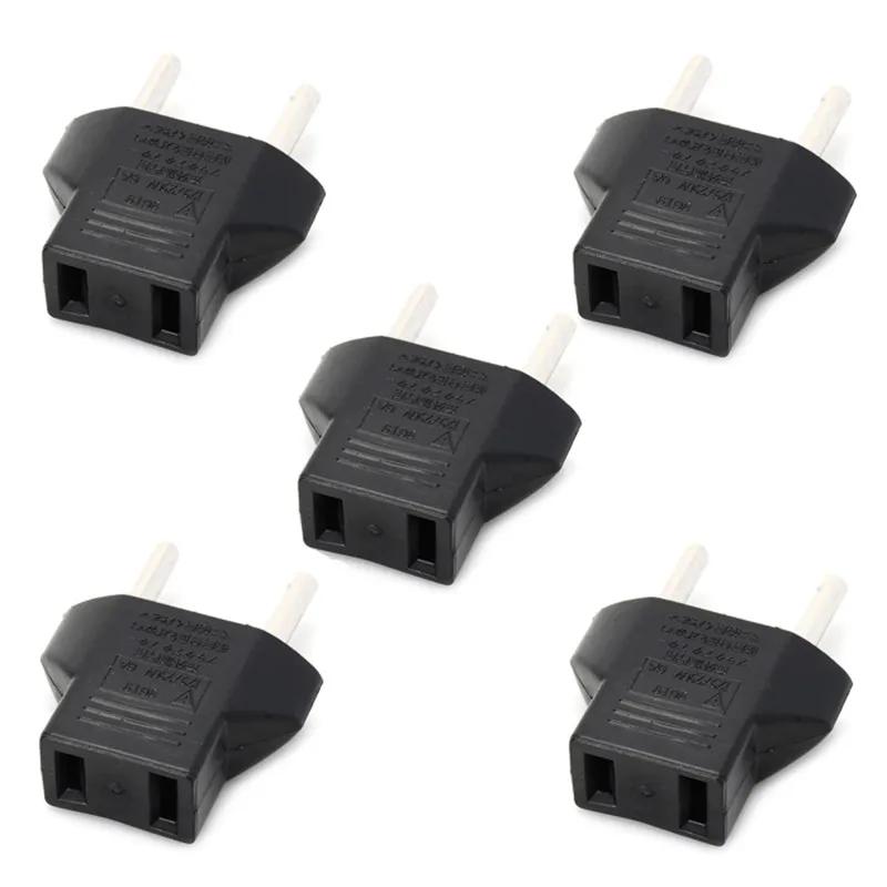 

US to EU Plug Socket Power Adapter 250V 6A - BLACK(5/50/100PCS)
