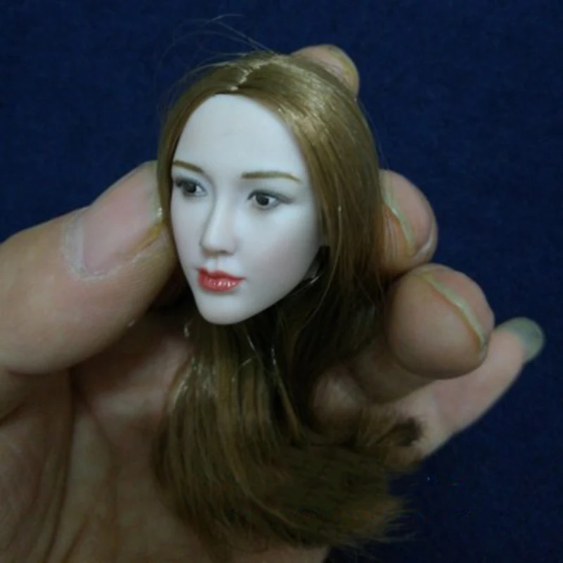 1/6 азиатская красивая голова бледное лицо кофейные волосы DIY модели для 12 дюймов