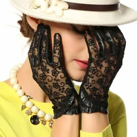 top fashion women gloves wrist lace sheepskin glove solid genuine leather dressing sunscreen driving unlined free shipping l095n