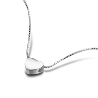 heart shape brushed choker necklace for women girl 925 sterling silver chain tiny heart pendant 100 solid silver jewelry