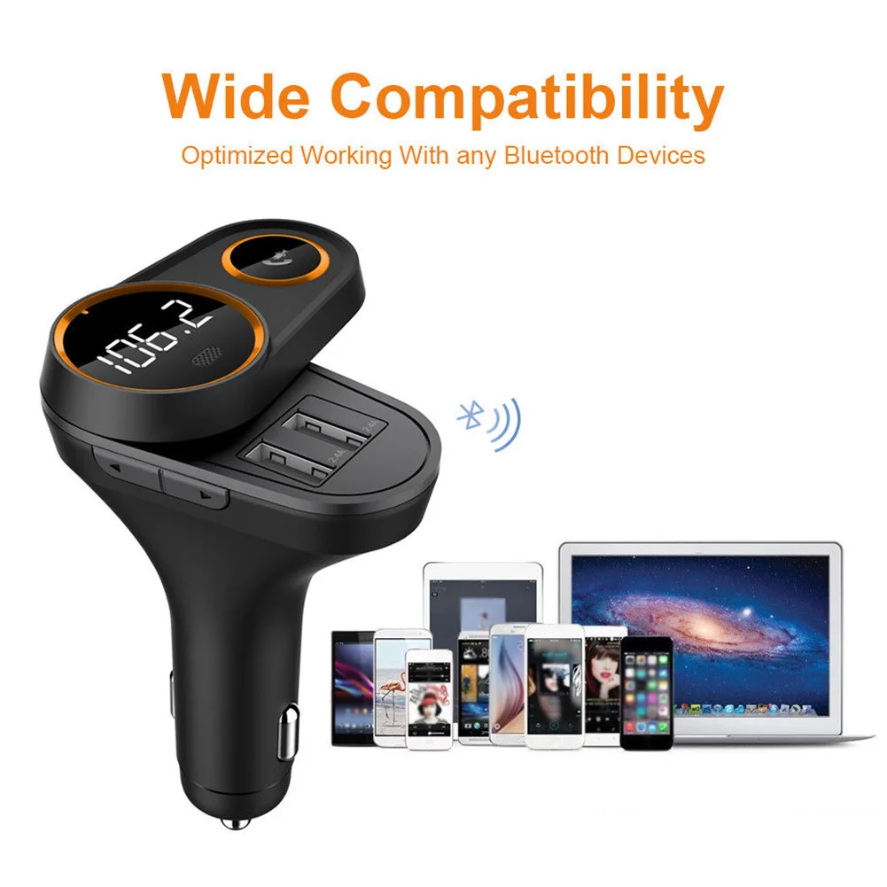 OLED Экран Автомобильный MP3-плеер fm-передатчик Lossless музыка Bluetooth Dual USB Hands Free против