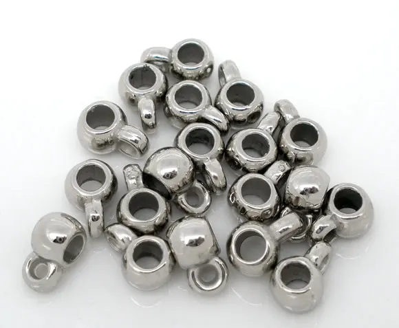 New Fashion 300PCs Smooth Cup Bail Beads 9x6mm Findings For Jewelry Making Silver Color Big Hole | Украшения и аксессуары