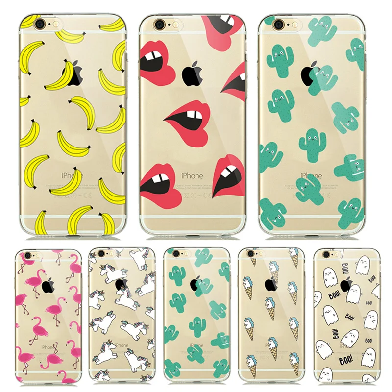 Прозрачный мягкий прозрачный чехол с единорогом фламинго для iPhone 5s 6 6s 7 8 Plus чехлы
