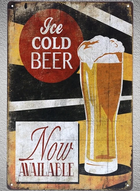 

1 pc ice cold beer sold here bar shop Tin Plate Sign wall plaques man cave Decoration Dropshipping Poster metal