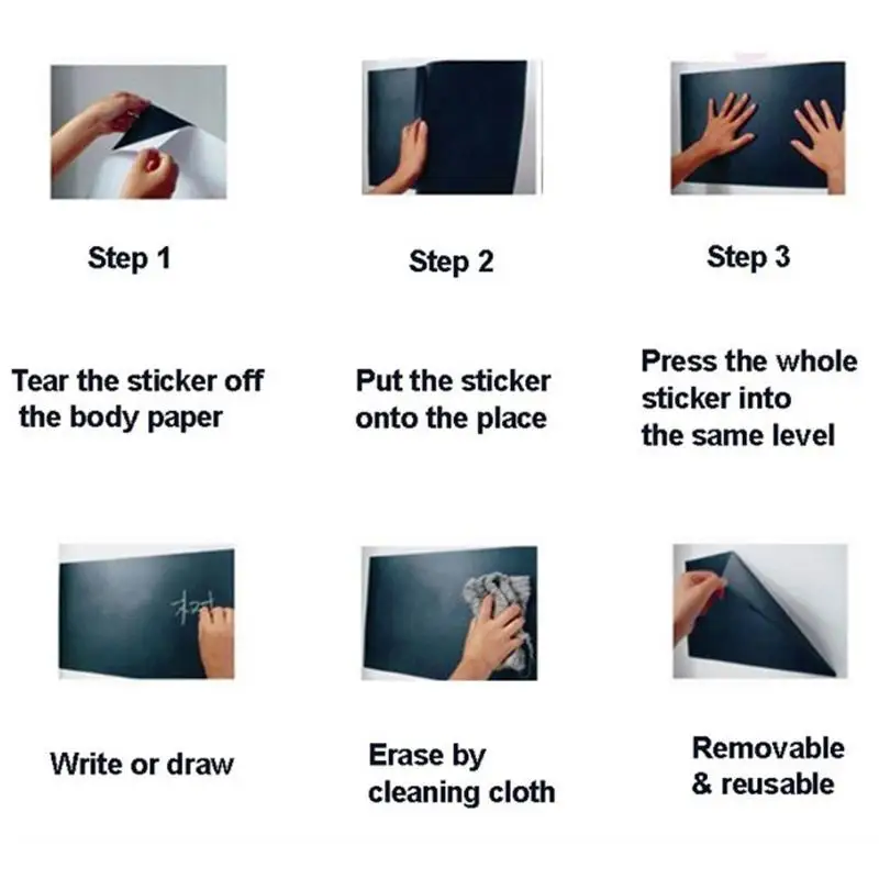 Большая доска 45*200 см наклейка на стену съемная черная Детские принадлежности для