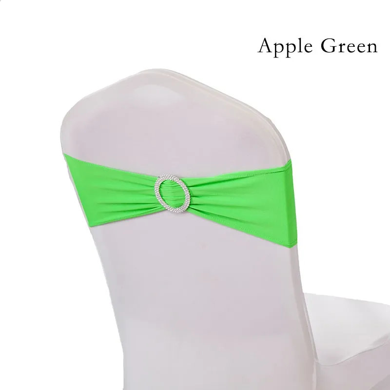 

100PC/Lot Wedding Decoration Spandex lycra Chair Bands with Plastic Buckle Elastic chair sashes Bows for wedding banquet party