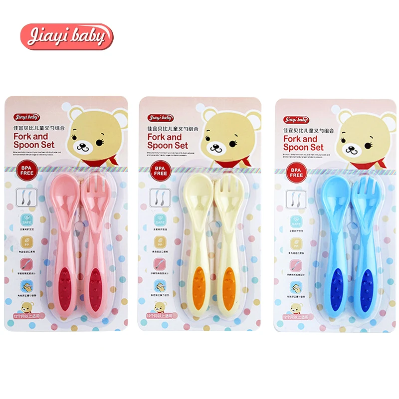 Jiayi baby 2 шт./компл. детская посуда ложки для младенцев вилки мягкая Нескользящая