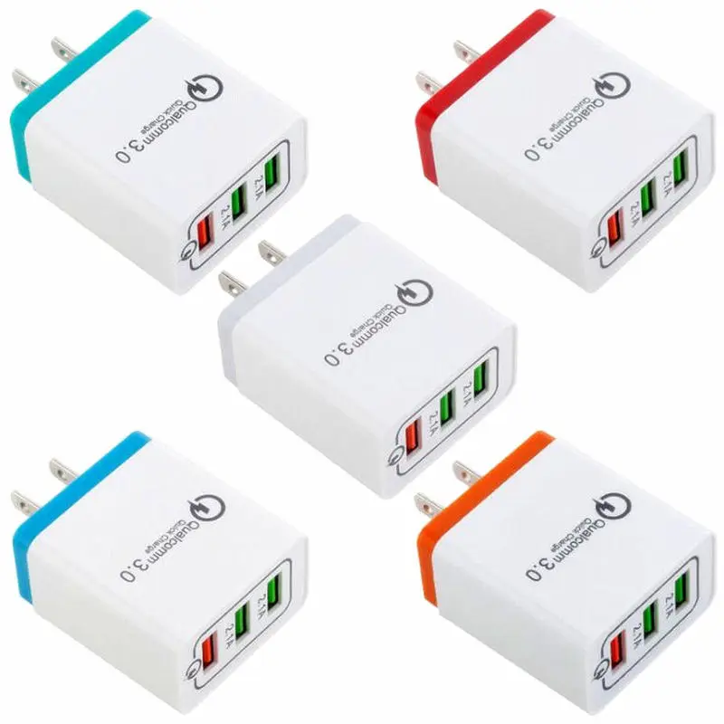 Быстрая зарядка с 3 USB-портами 18 Вт 0 5 В А для Iphone X XS 7 8 быстрая со штепсельной