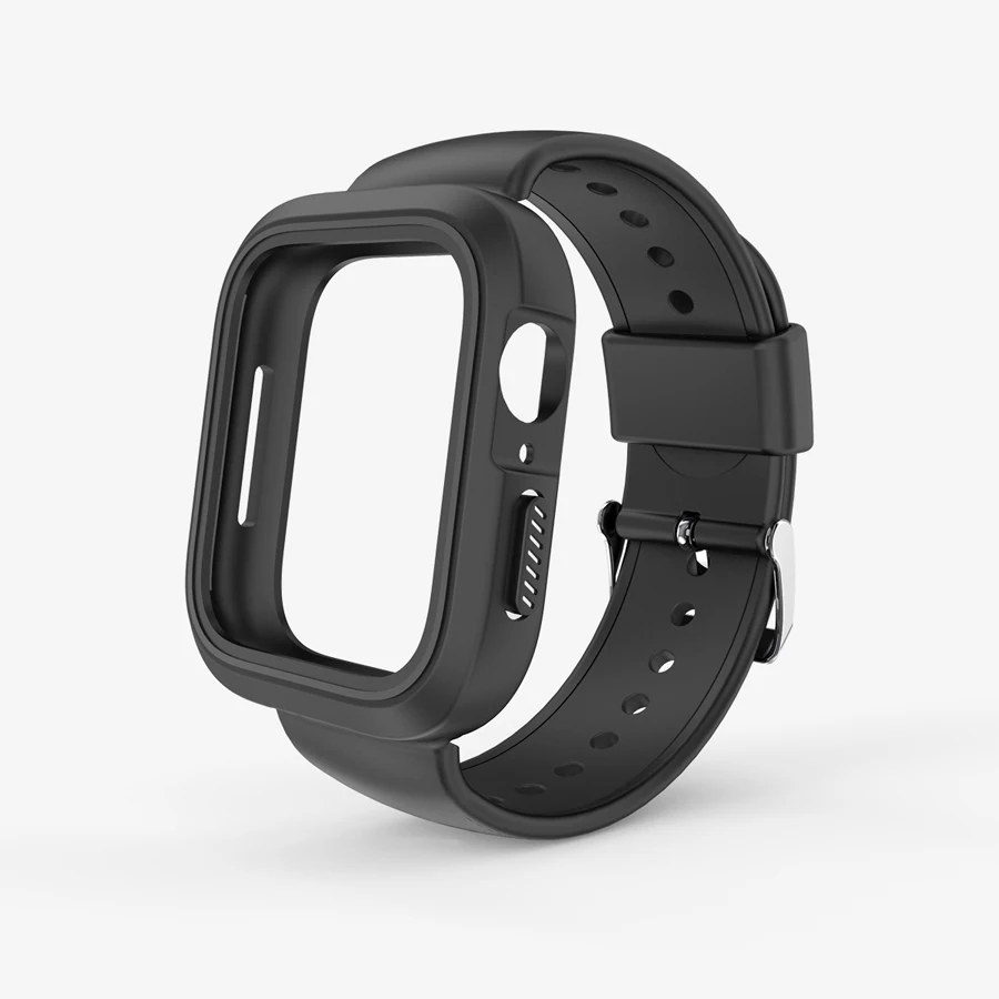 Резиновый ремешок для часов Ithuriel для Apple Watch, ремешок 38 мм, 40 мм, 42 мм, 44 мм, мягкий спортивный Чехол для iWatch series 4, 3, 2, модный - Цвет ремешка: Черный