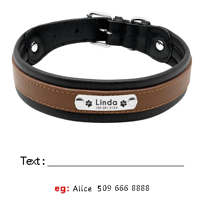Персонализированный ошейник для больших собак с мягкой подкладкой из кожи, с гравировкой питомца идентификационных бирок, немецкая овчарка для крупных собак, питбуль он.