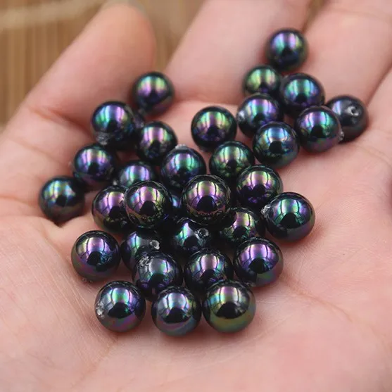 

Black Color Nice Quality South Sea Oyster Shell Pearls Half Drilled Loose Pearls, 50pcs/lot