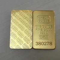 100 pcs no magnetic the credit bullion bar 1 oz gold plated ingot badge 50 mm x 28 mm coins with different serial number