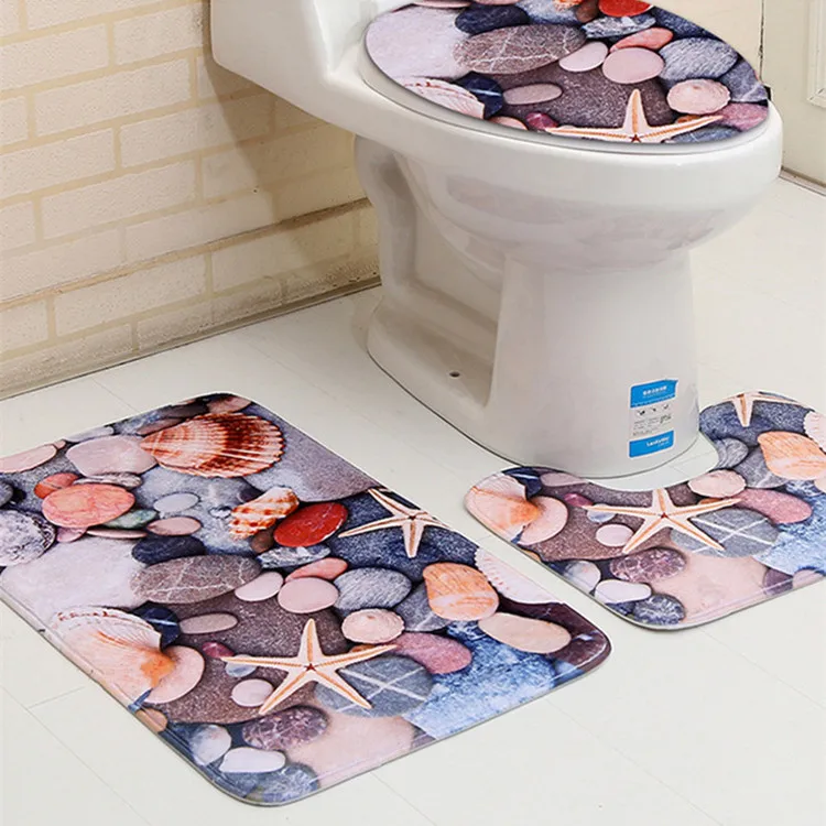 3 шт. приморский город Toliet U коврик Ванная комната коврик для ванной комплект Нескользящие 50x80 см и 45x75 см Tapis Salle De Bain Tapete Banheiro - Цвет: As Picture