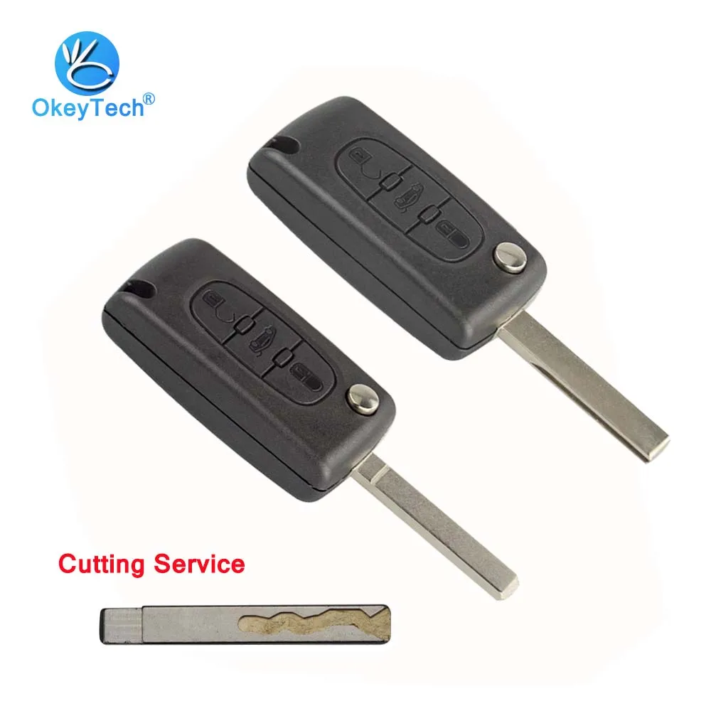 OkeyTech автомобильный Корпус ключа для Peugeot 107 207 307 307S 308 407 607 2 кнопки флип складной ключ крышка чехол Брелок режущее лезвие VA2 HU83
