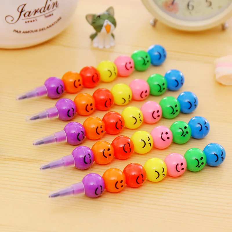 

(5 pieces/lot) Smiley Crayon Candied Crayon Creative Stationery Student Prize School Supplies