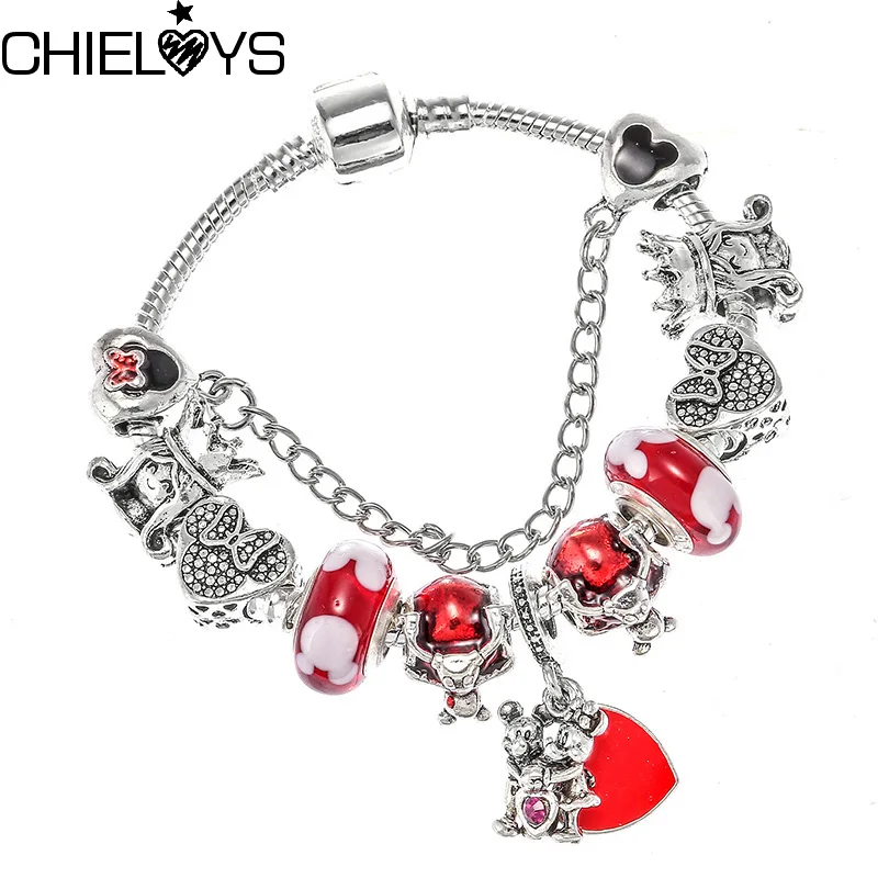 16 CHIELOYS, красивые синие муранские стеклянные бусины, цепочка-змейка, очаровательный браслет, подходит для оригинала, сделай сам, брендовый браслет для детей, подарок, ювелирное изделие - Окраска металла: 16