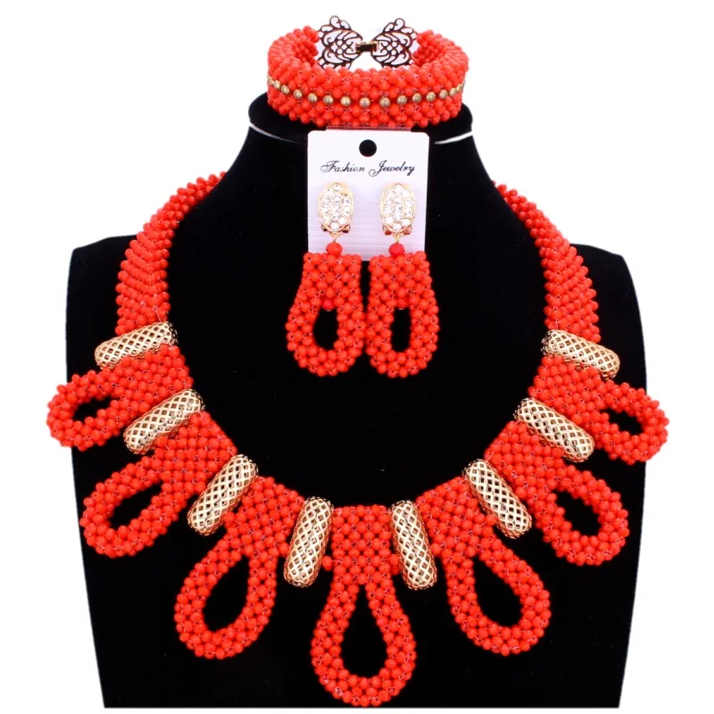 Splendid African Beads Jewelry Sets Gold Yellow Skirt Nigerian Jewellery Set Pics Necklace Bracelet Earrings Free Shipping | Украшения и