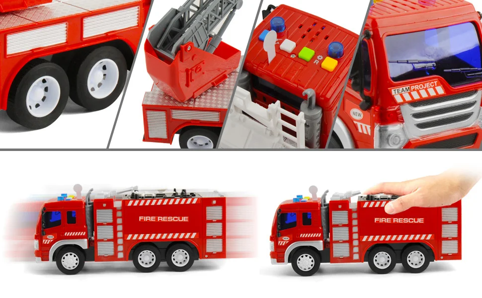 2pcs Literal Fire Truck Toys Set 1/16 Scale Fighting Car Educational Traffic Toys for Children Inertial Truck Toys For Baby Kids
