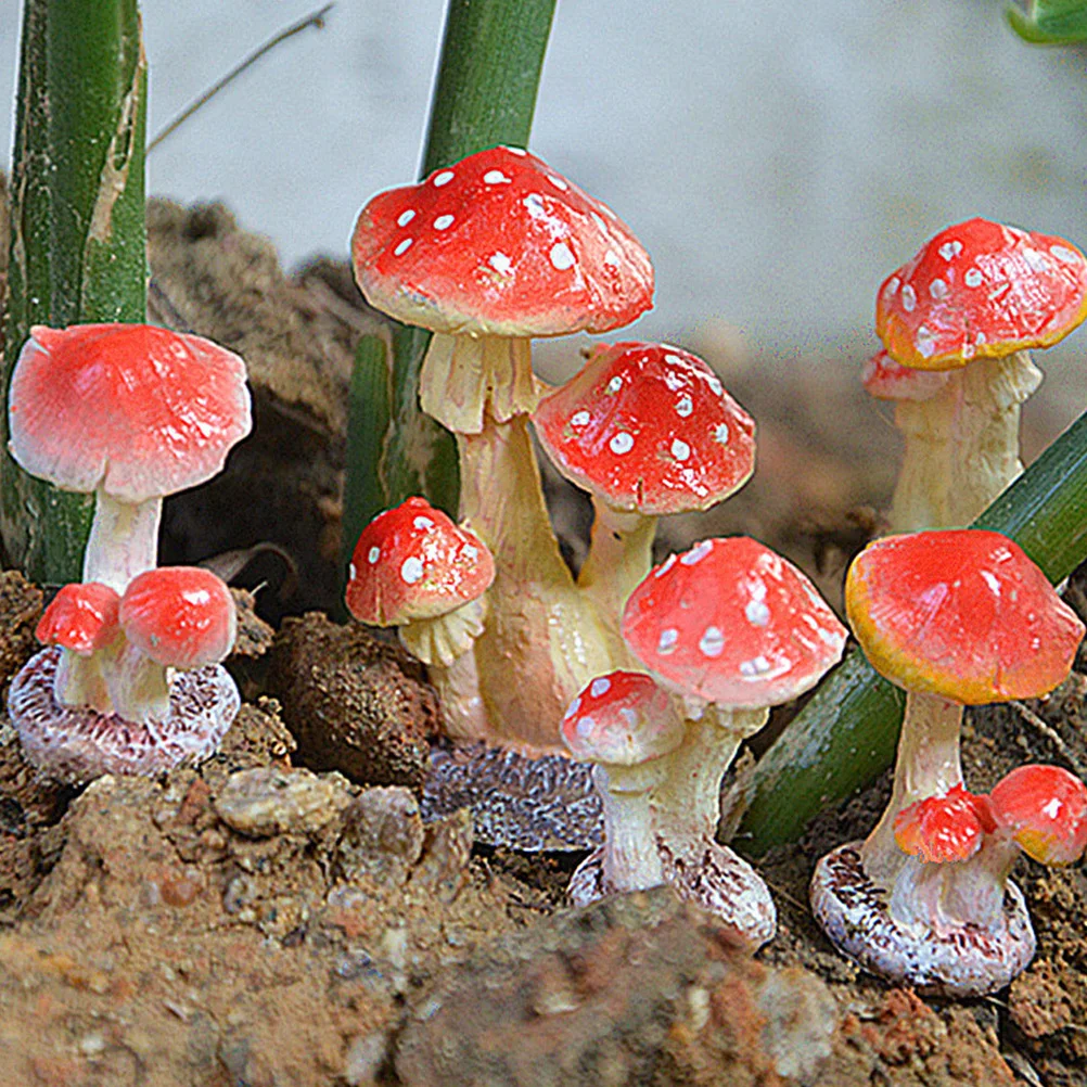 3 Heads Red Mushroom Toadstool Miniature Fairy Garden Miniatures Figurine Dollhouse Decor Home Decoration Accessories | Дом и сад