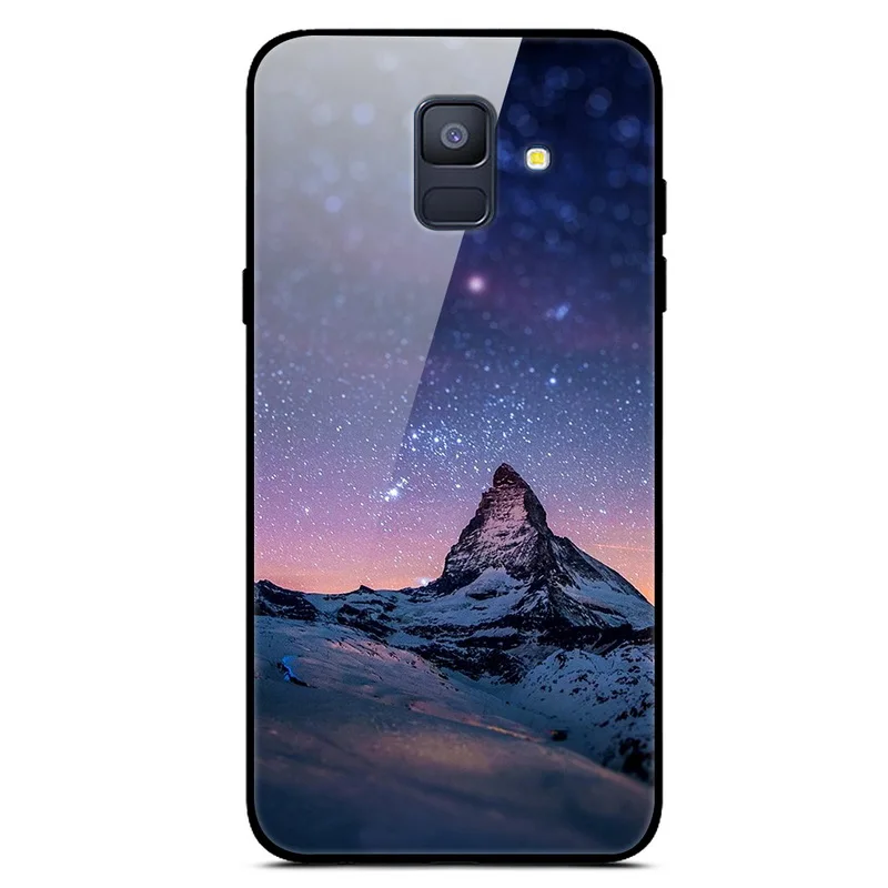 09 Чехол для samsung A6 A 6 из закаленного стекла с изображением планеты и космоса, стеклянный чехол для задней панели для samsung Galaxy A6 A600F с мягким краем - Цвет: 09