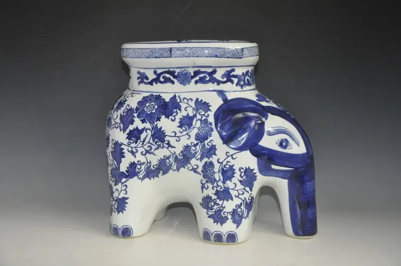 Китайский Слон синий и белый керамический барабан фарфоровый садовый стул