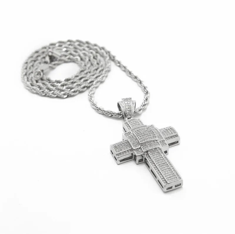 Женская и Мужская винтажная подвеска UWIN в стиле хип хоп с кристаллами стразы|cross