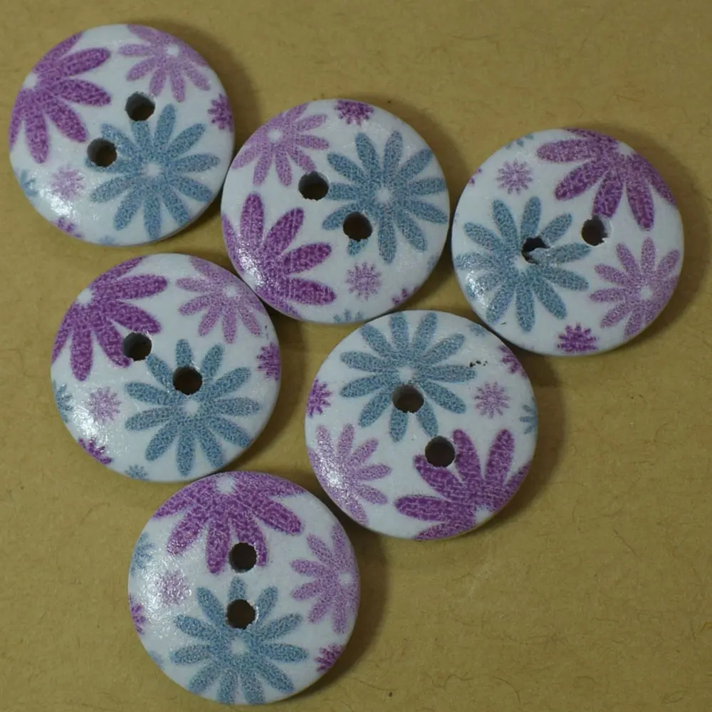 50PCS New Flower 2-Holes Wooden Buttons Sewing Button Wood Craft Scrapbooking Clothing Accessories DIY 15MM | Дом и сад