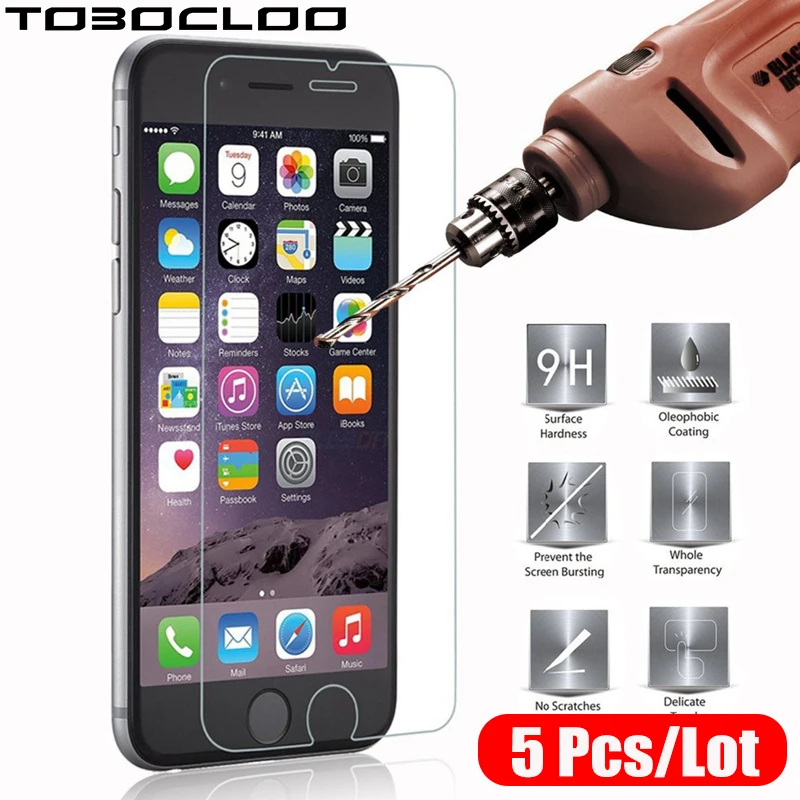 5 шт./лот 5 шт. для iphone 4 шт 4S 5 5S SE 5C 6 6S 7 7 8 Plus x закаленное Стекло Экран протектор фильм защитная