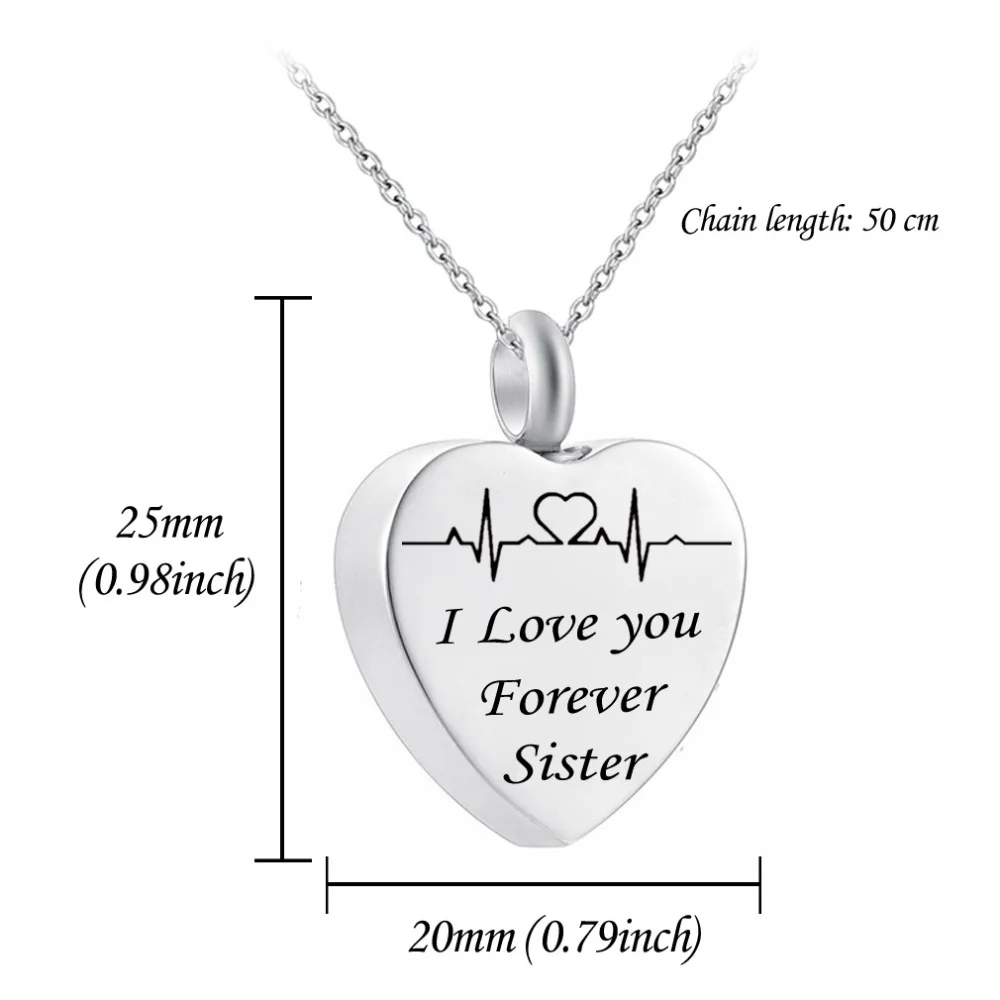 I love you forever sister кулон в виде сердца памятный для праха урна ожерелье Крыло ангела