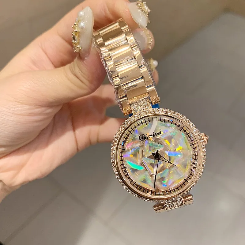 Женские часы с кристаллами стразы Модные кварцевые наручные из нержавеющей
