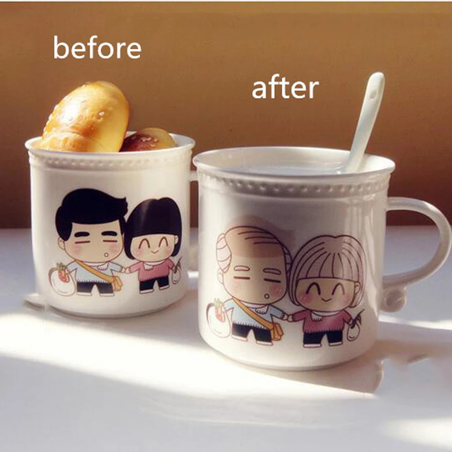 Специальные Дизайн Цвет изменение Чашки Кружки мультфильм творческий с ложкой