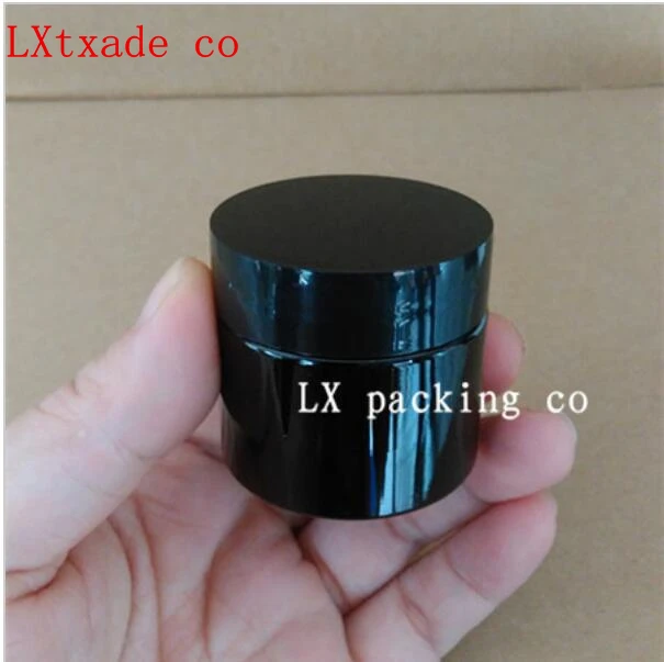 Бесплатная доставка 30 г/мл темно-коричневая пластиковая банка черная белая