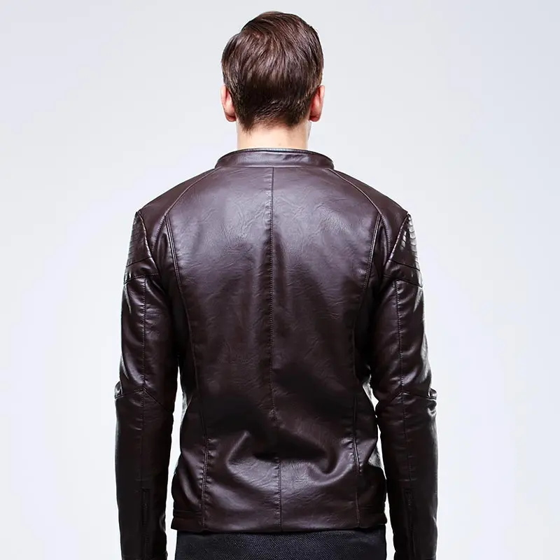 

Woodvoice Leather Jacket Men 2020 New Brand Long Warm Jackets Coats High Quality Business Slim Fit Motorcycle PU leather Coat 01