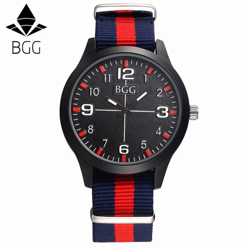 BGG бренд Для мужчин армия нейлон ремень Сталь циферблат Часы Костюмы хронограф