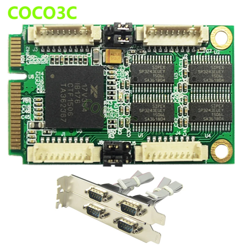 Адаптер Mini PCIe-4 RS-232 для внутренних портов Intel ITX PCI-E контроллер с 4