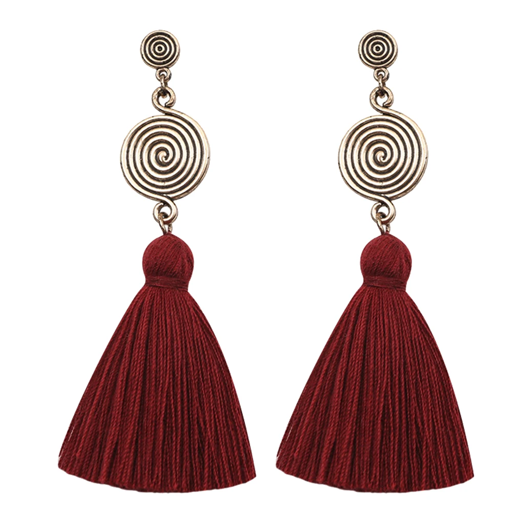 Bohemia Spiral Tassel Long Dangle Drop Women Stud Earrings Party Jewelry Gift | Украшения и аксессуары