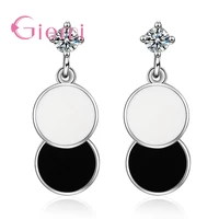 fashion rhinestone disk charms long dangle earrings for women vintage white black enamel drop fashion jewelry brincos hot sell