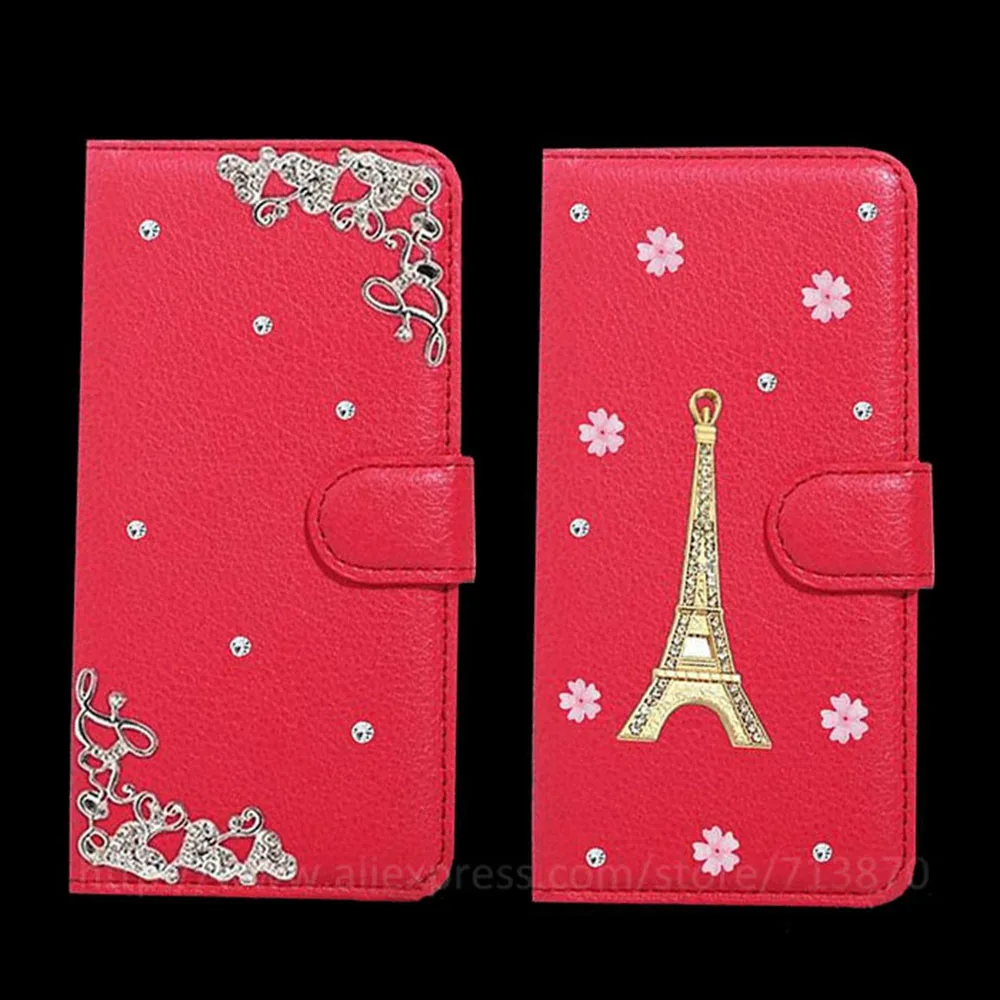 Дворец Цветок Башня Дизайн Алмаз PU Кожаный Чехол Для Asus Zenfone 3 s Max ZC521TL Case Флип