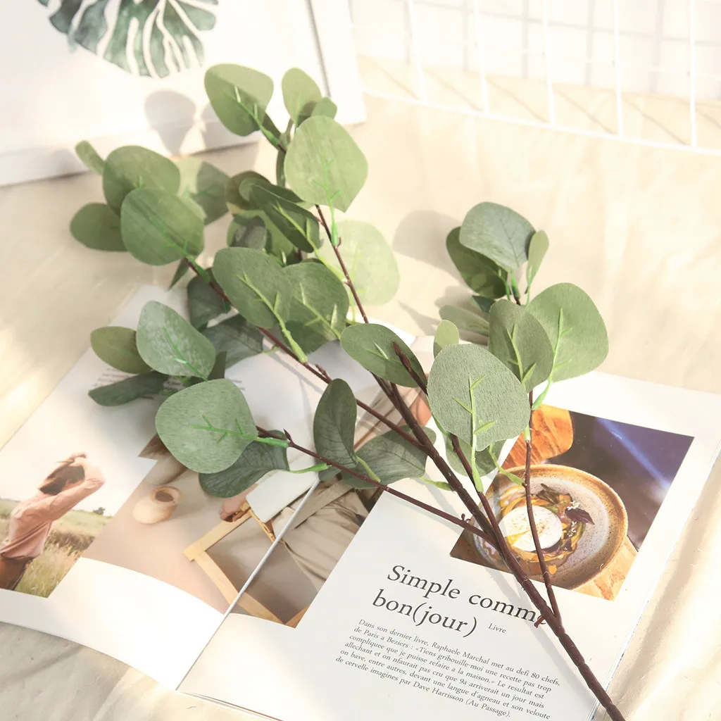 Листья эвкалипта настенный материал Декоративные Зеленые искусственные листья